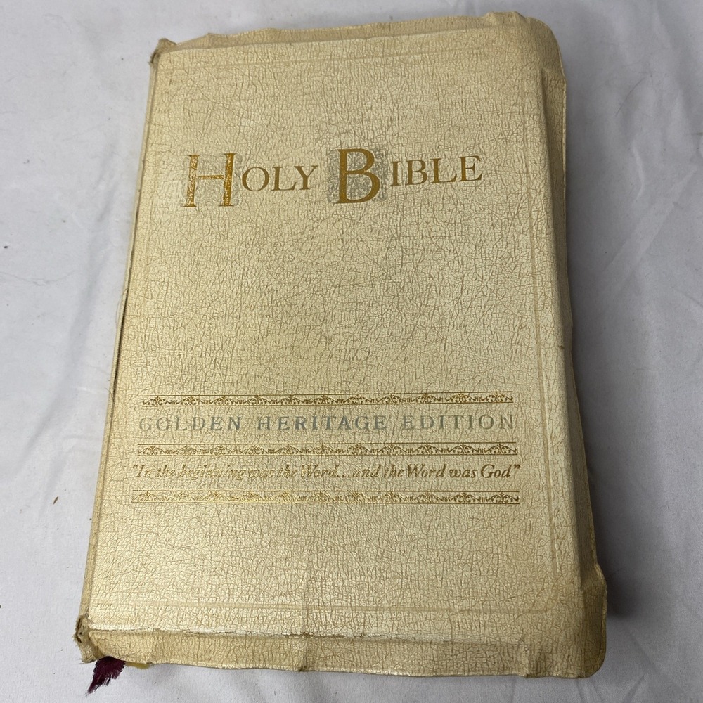 Vintage Holy Bible KJV Golden Heritage Edition Large Print Indexed Red Letter